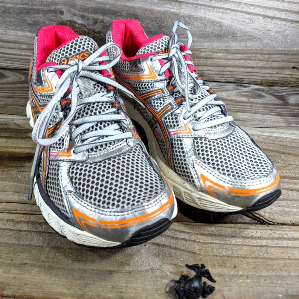 Asics gel equation,7.5silver, orange 🧡